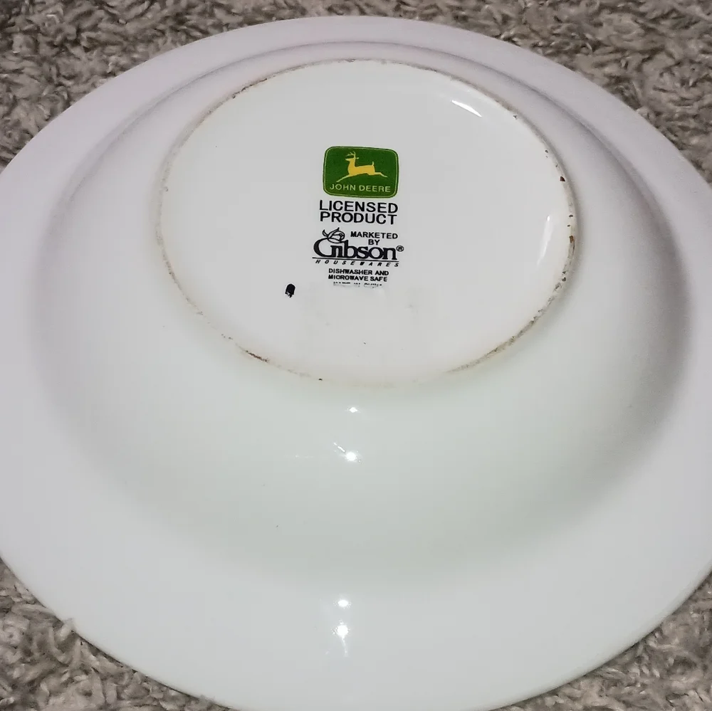 Gibson John Deere Bowl Color Green White Tractor Farm Rural Collector‎ Food